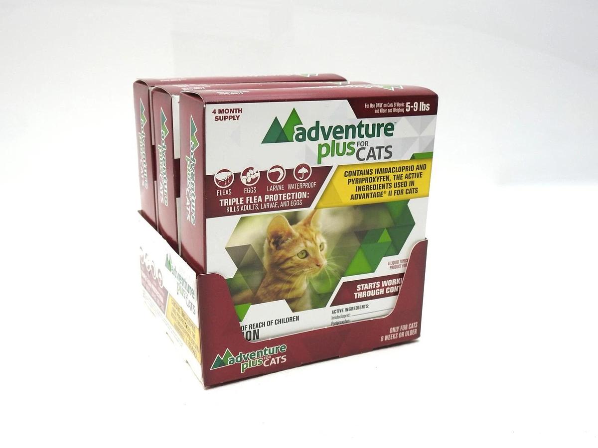 (3 Boxes) Adventure Plus for Cats Cat Flea Medicine Topical Drops 5-9 Pounds 859837005197