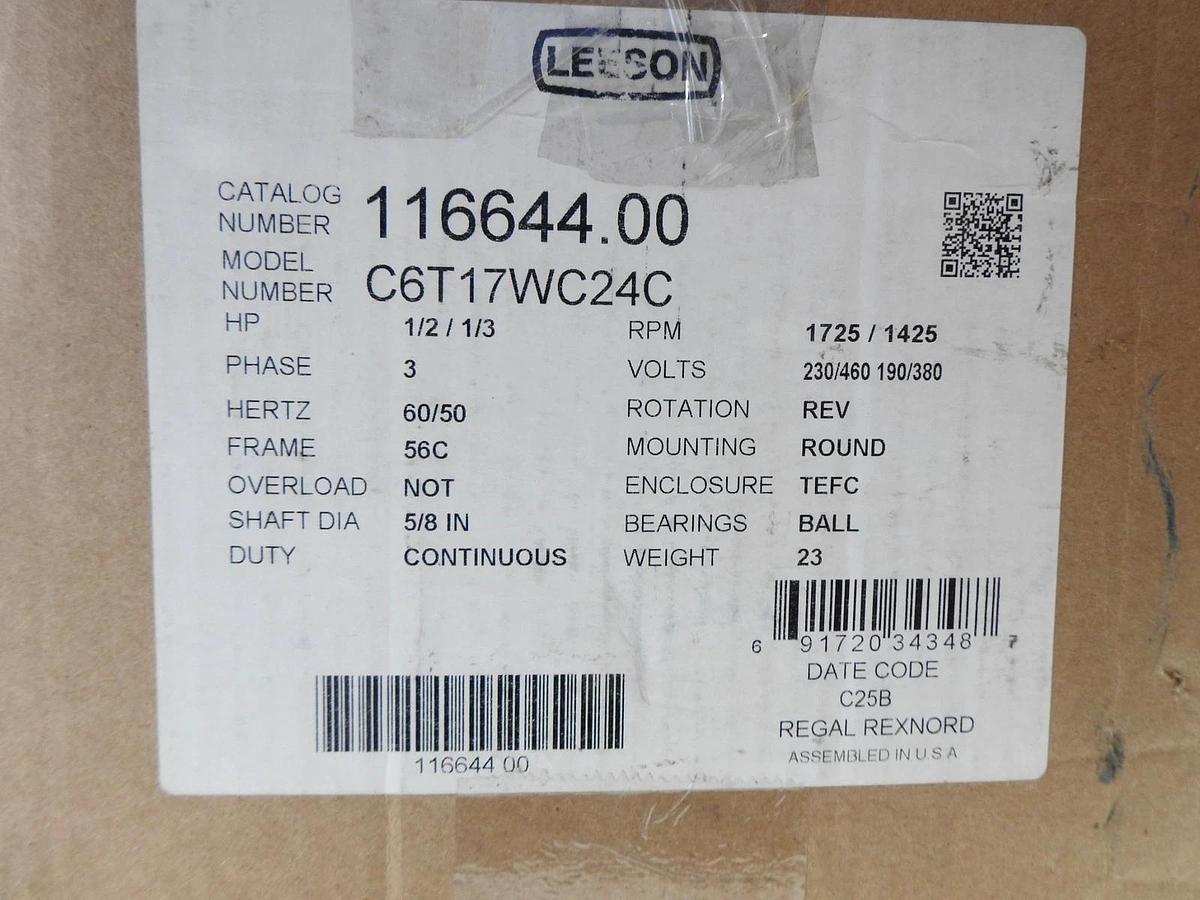 LESSON C6T17WC24C WASHGUARD ELECTRIC MOTOR 116644.00 - NEW!