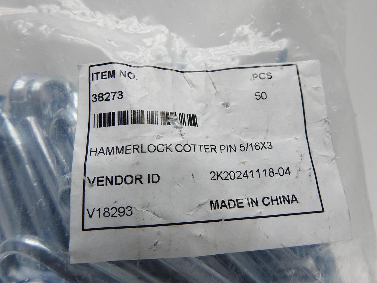 Hammerlock Cotter Pin 5/16" Dia x 3" Long Cotterpin (50 pk)