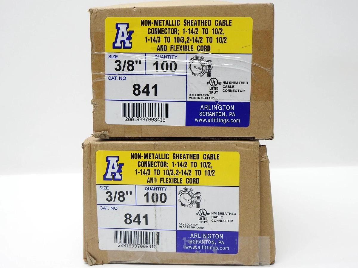 x200 Arlington 841 - 3/8" NMC Cable Connector LOT