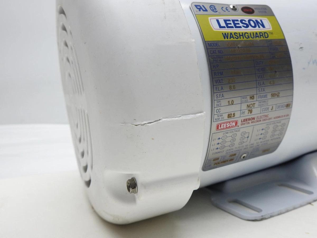 Leeson 119783 3 Hp 230/460V Washguard Electric Motor - NEW BENT COVER