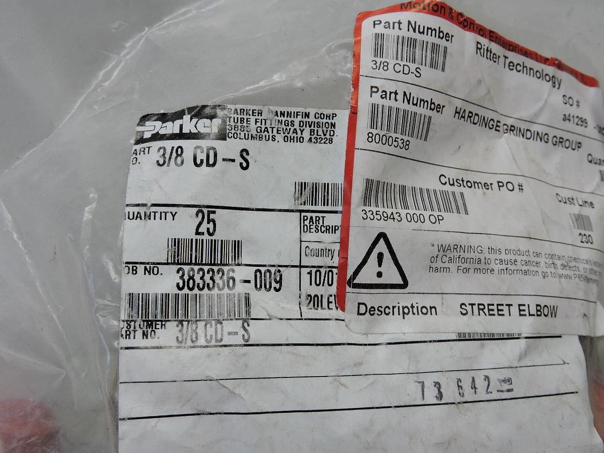 (25 Pack) Parker 3/8 CD-S Street Elbow NPTF / NPTF - NEW!