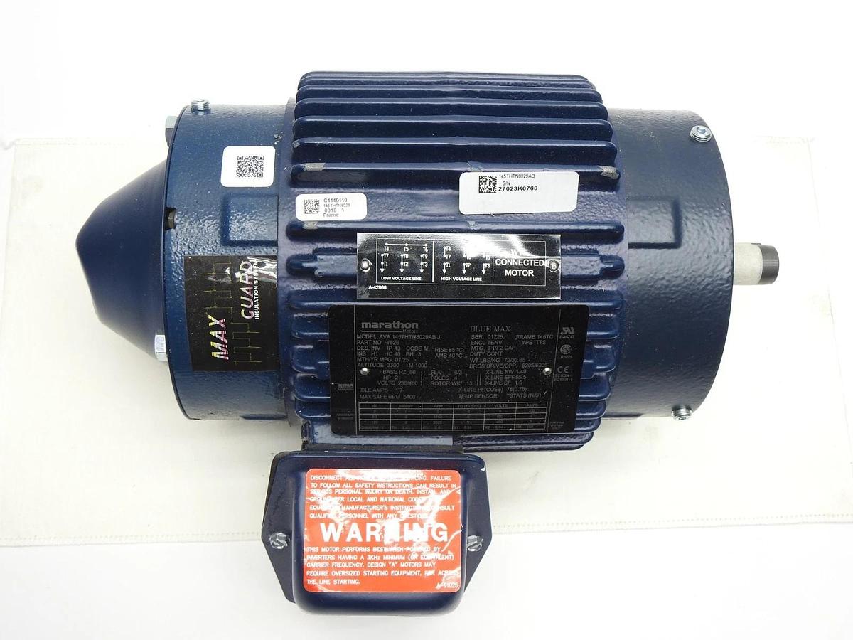 Marathon Y526 2HP Motor 1750RPM 145TC TENV 3PH ZVH 145THTN8029 Blue Max