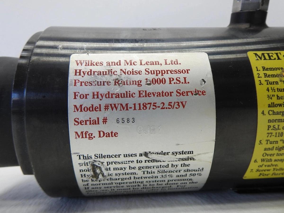 Wilkes & McLean Hydraulic Noise Suppressor WM-11875 2.5 3V - NEW READ