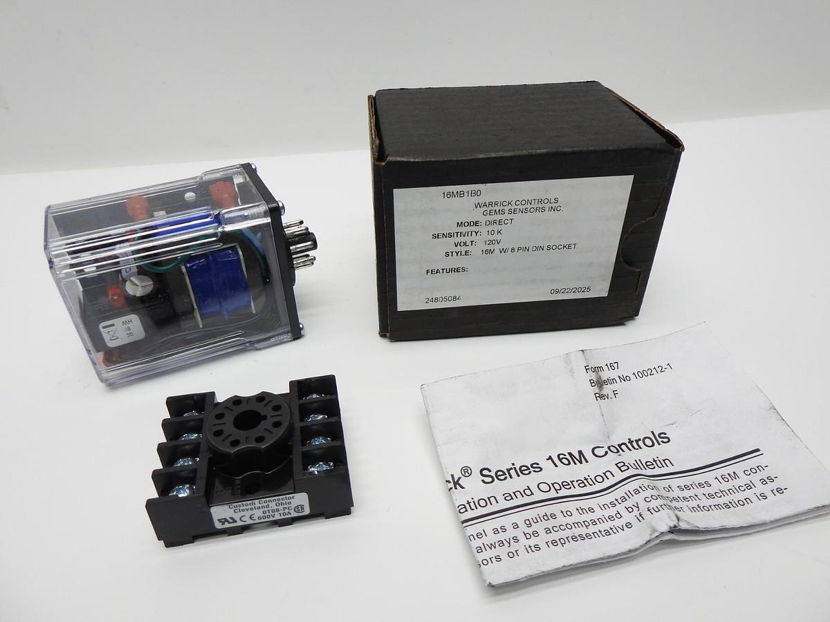 Warrick Controls 16MB1B0 Level Controller, Relay, 16M 8 Pin DIN Socket 120V NEW!