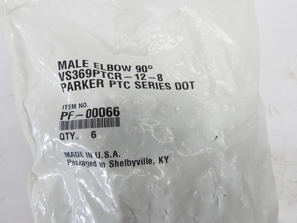6/pk Parker PF-00066 90 Degree Swivel Male Elbow, 1/2" Thread, 3/4" OD - NEW!