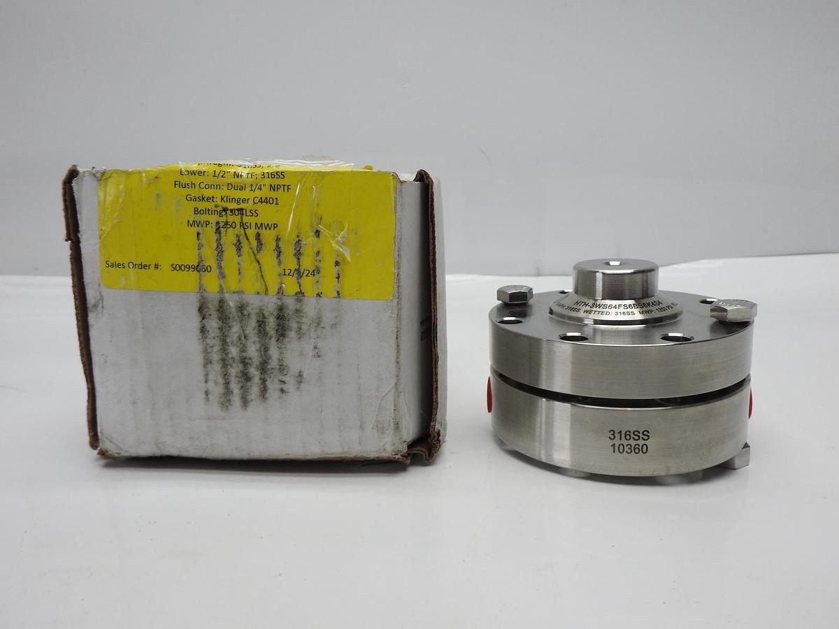 Haygor HTH-Threaded Seal 1/2" NPTF 316SS, Dual 1/4" NPTF HTH-3WS64FS6BS6K4S4 NEW