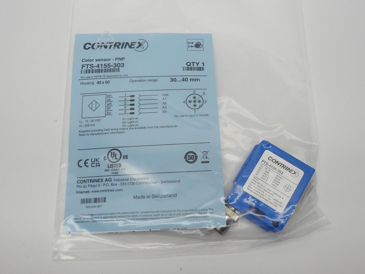 Contrinex FTS-4155-303 Color And Contrast Sensor *Genuine OEM - NEW!
