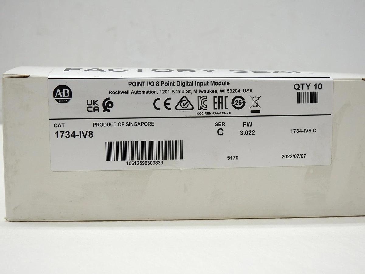 Box of 10 *2022* NEW Allen Bradley 1734-IV8 I/O 8 Point Digital Input Module USA