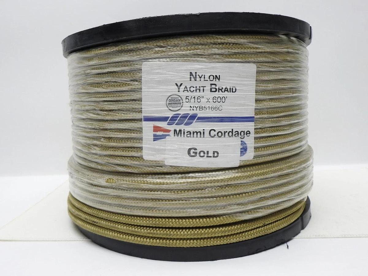 Nylon Yacht Braid Miami Cordage 5/16"x600' (GOLD) NYB5166C