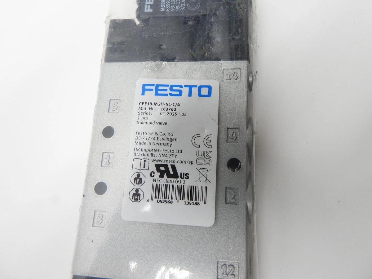 Festo 163762 Solenoid Valve CPE18-M2H-5L-1/4 - GENUINE NEW