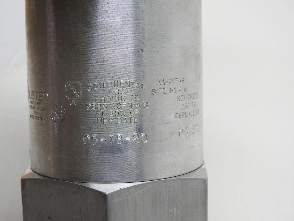 Continental NH3 1-1/4" Safety Relief Valve A-417-AB , AA-417AB - NOB NEW!