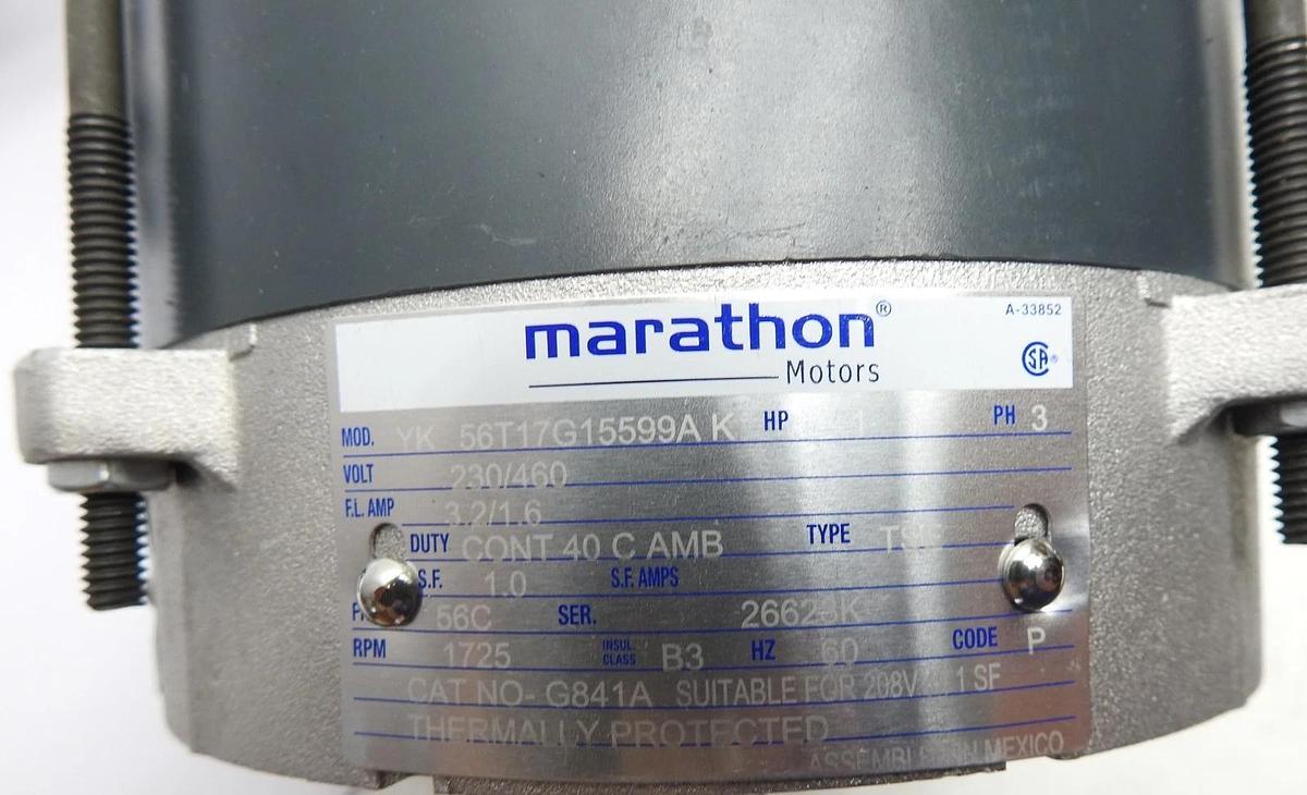 MARATHON G841A 1HP 1765RPM 56C EPFC 3PH EXPLOSION PROOF CHEM DUTY MOTOR -NOB NEW