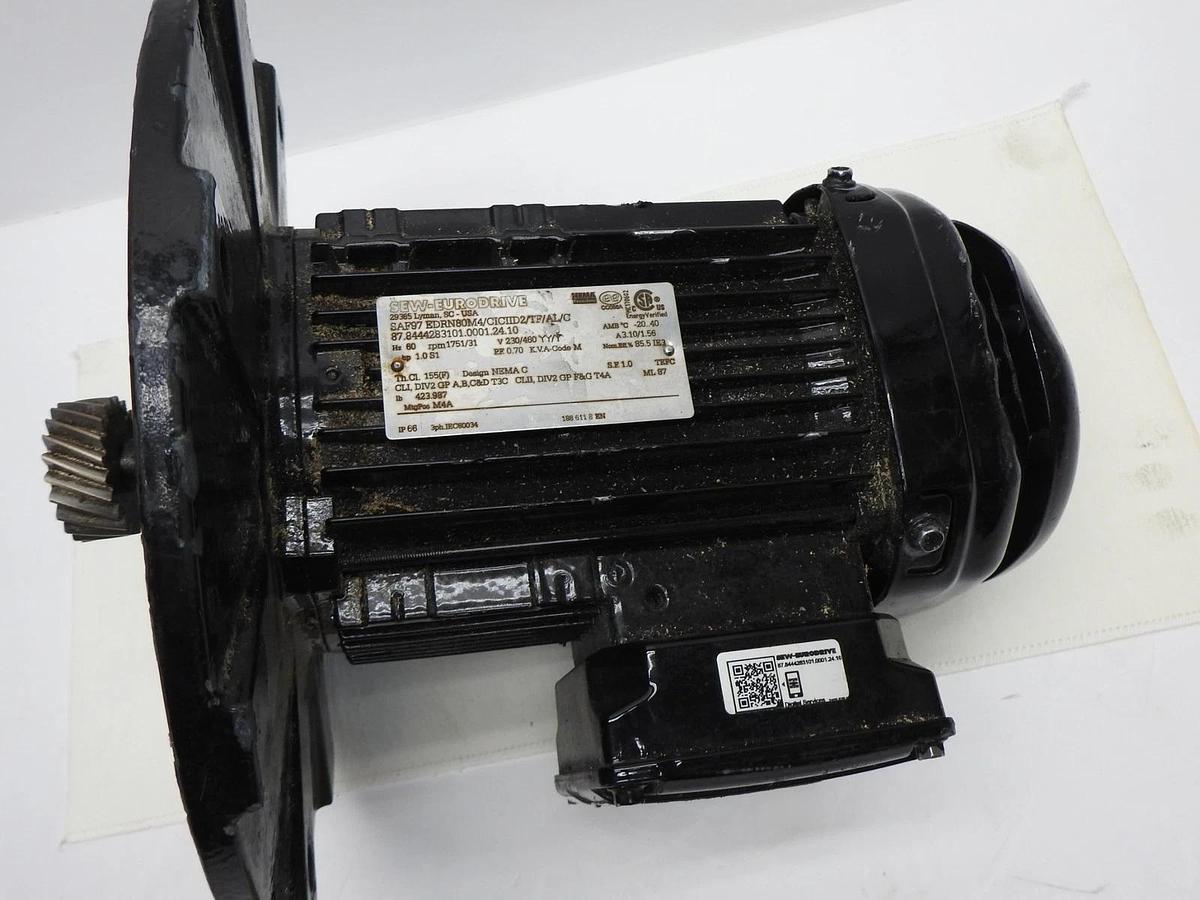 SEW Eurodrive SAF97 3PH Electric Motor 60 Hz, 1HP SAF97 EDRN80M4/CICIID2/TF/AL/C