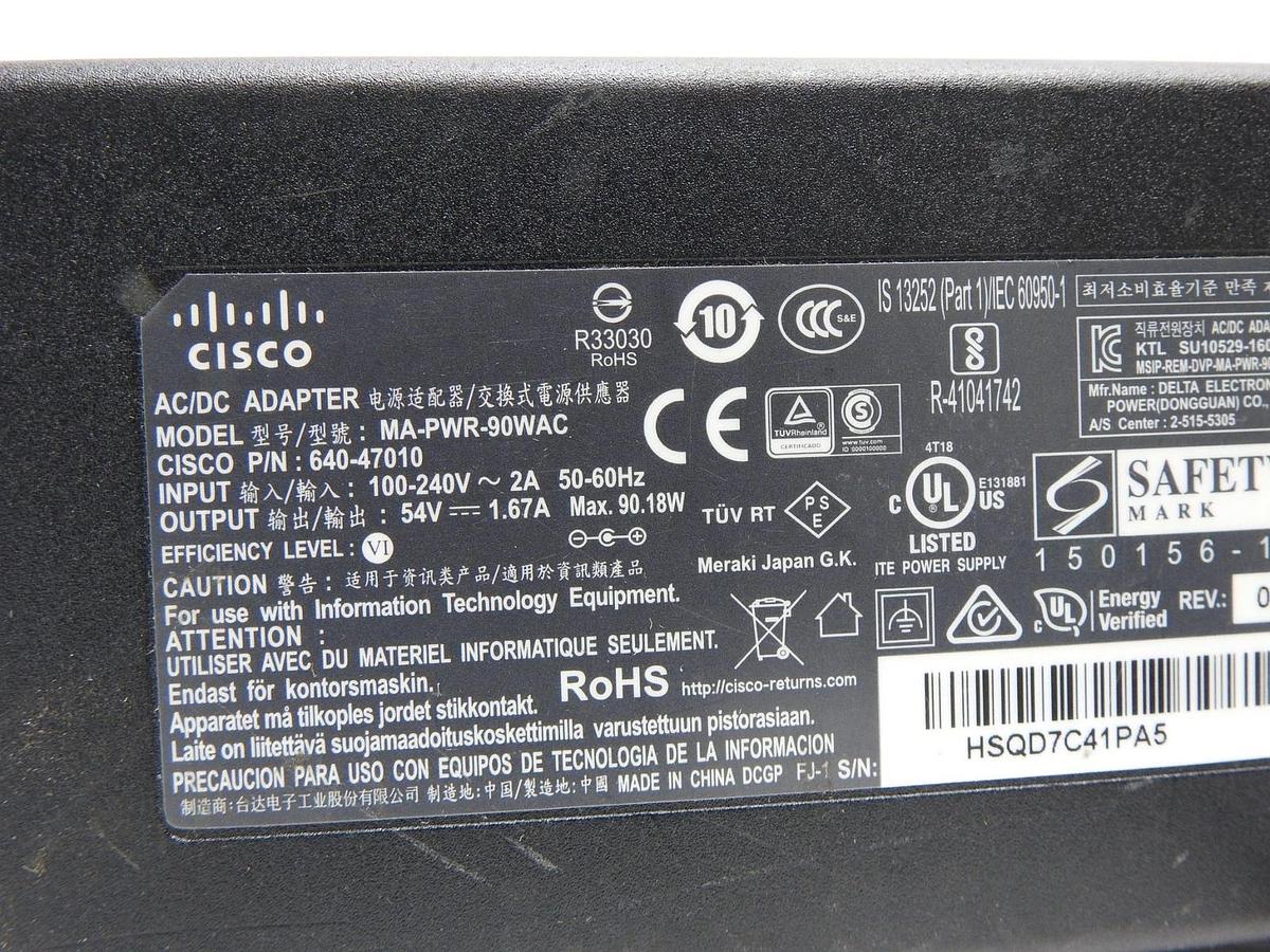 OEM Cisco MA-PWR-90WAC 640-47010 54V 1.67A AC Adapter - USED NICE!