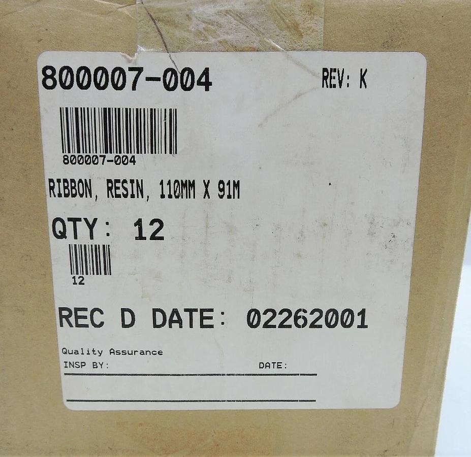(12) Eltron Thermal Transfer Ribbon 110mm x 91M / 4.30" x 3,582" Polyester Resin