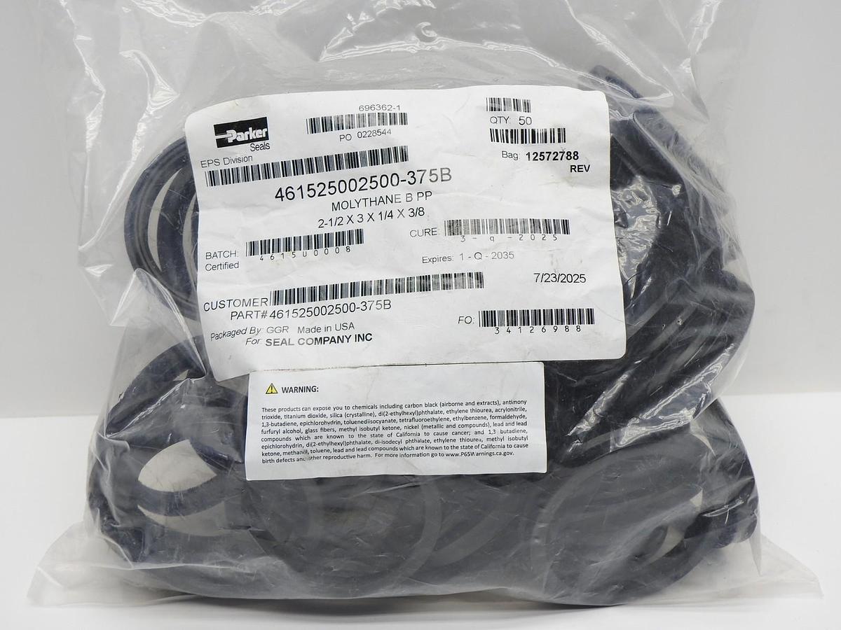 50x Parker 461525002500-375B PolyPak Hydraulic Seals Molythane B PP 2.5"x3"x.25"