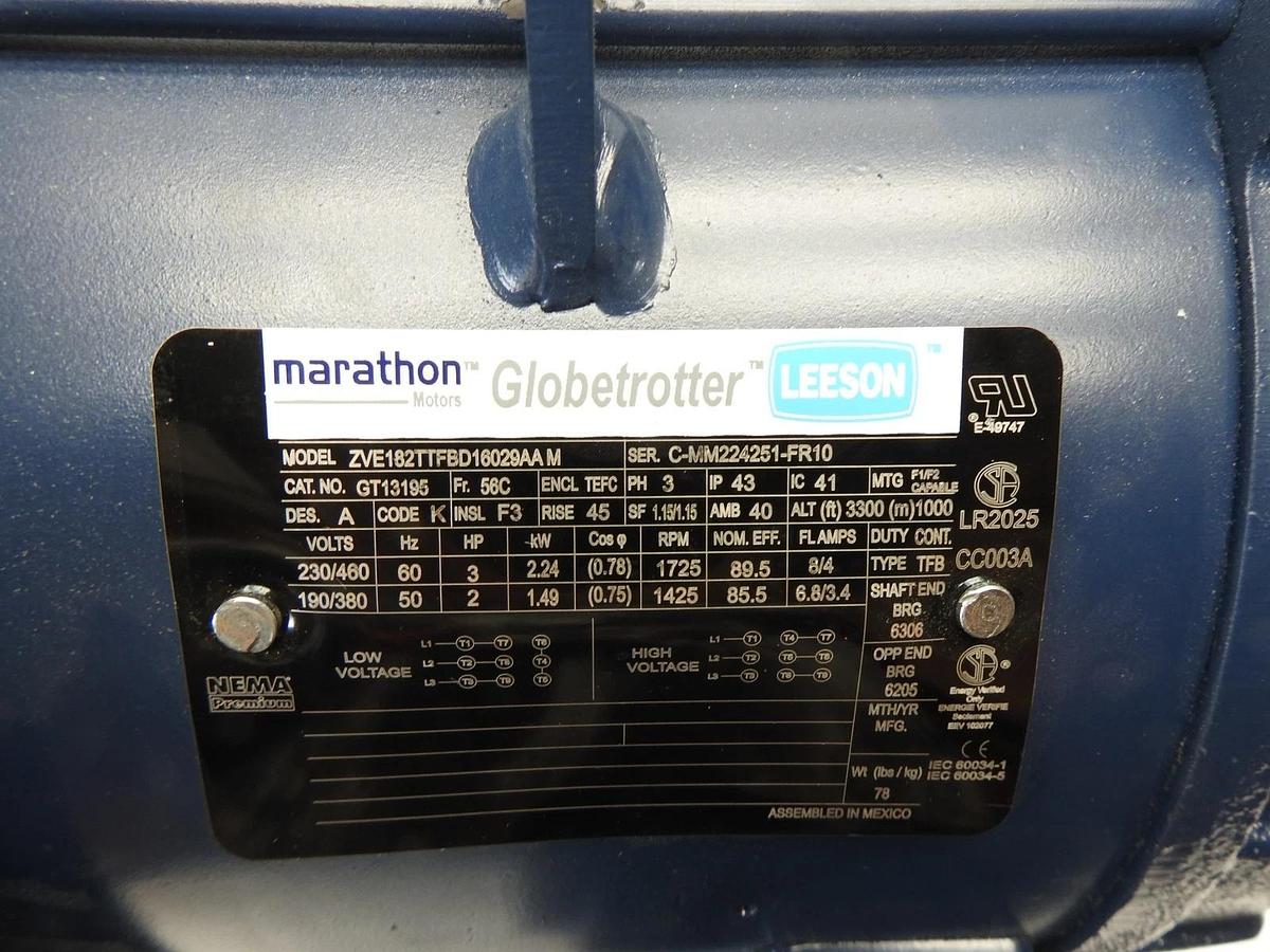 Marathon 3 GT13195 182TTFBD16029 1800 RPM TEFC 56C 3/60/230/460 Motor NEW READ