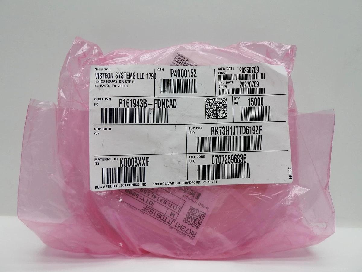 x15000 RK73H1JTTD6192F Thick Film Resistors - SMD 1/10watts 61.9Kohms P161943B