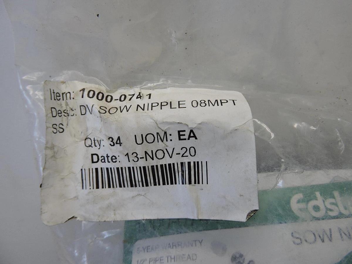 LOT OF 34 - Edstrom Sow Nipple Waterer 1000-0741 Breeding Pigs 1/2" MPT. 2.5/min