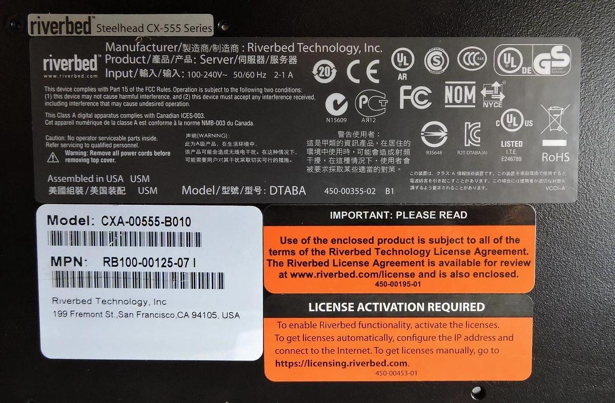 Riverbed Steelhead CX CXA-00555 B010 Series w/ RIOS - NEW