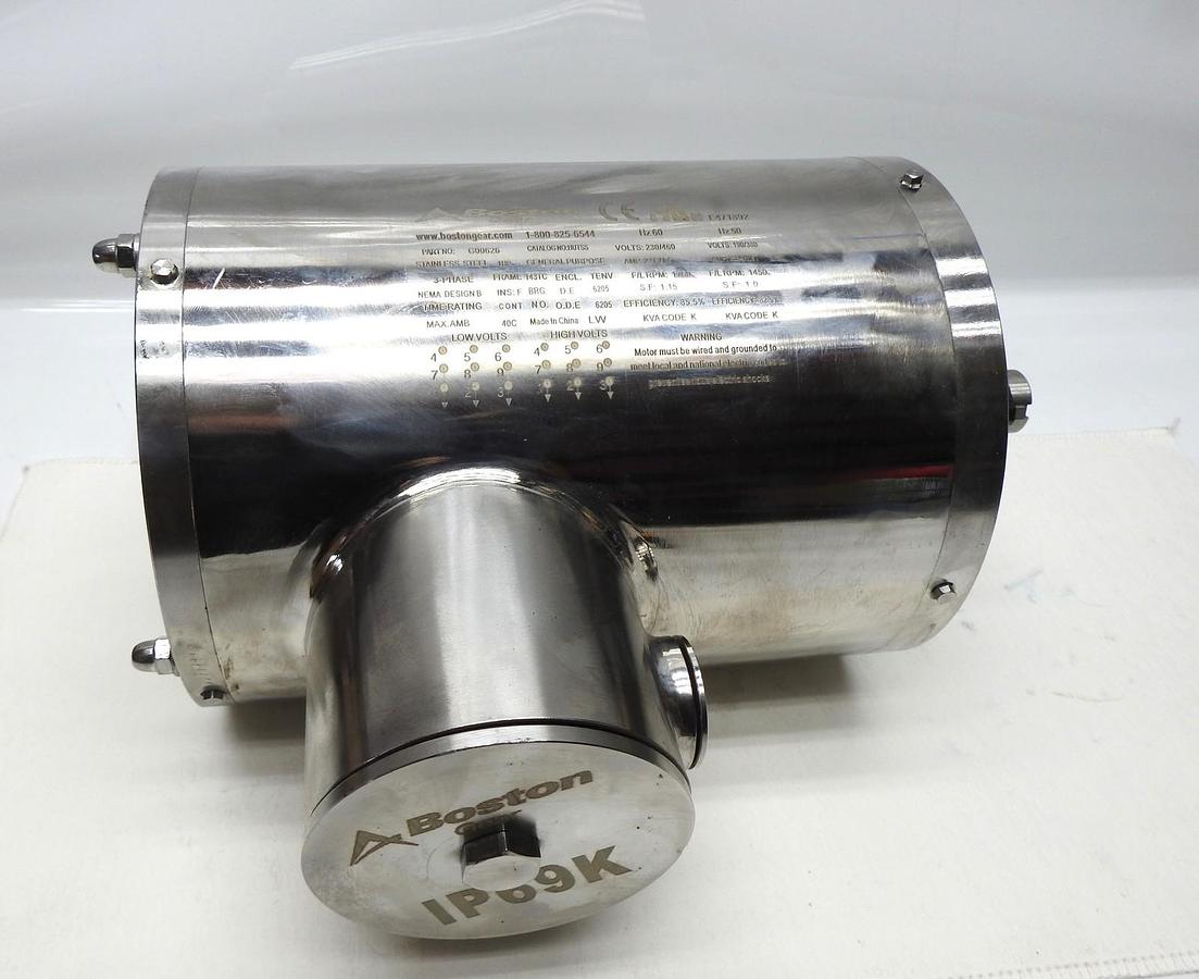 1 HP Boston Gear G00626 HUTCSS Stainless Steel Motor 143TC 208-230/460 1720 RPM