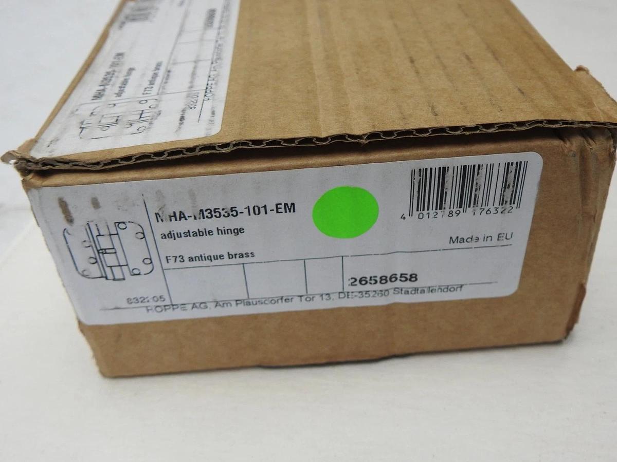 HOPPE F73 Antique Brass Adjustable Hinge MHA-M3535-101-EM (25/Box) - NEW!