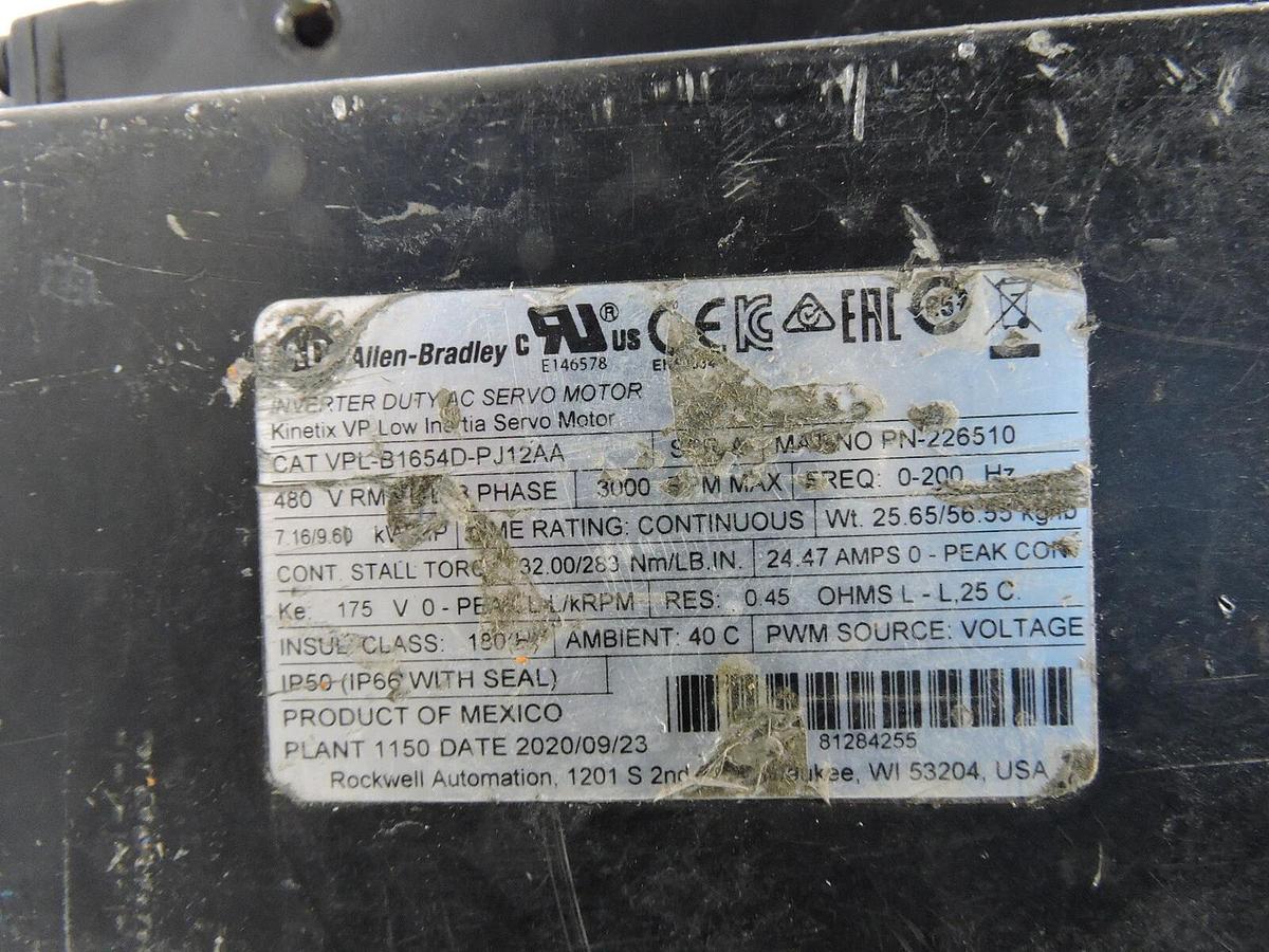 Allen-Bradley Low Intertia Servo Motor VPL-B1654D-PJ12AA - AS IS READ DESCRIPTIO