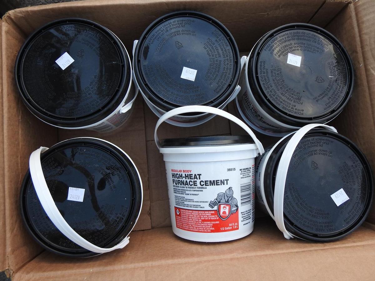 Lot of 6 - Hercules 35515 Furnace/Stove Cement, High Temp, 1/2 Gal