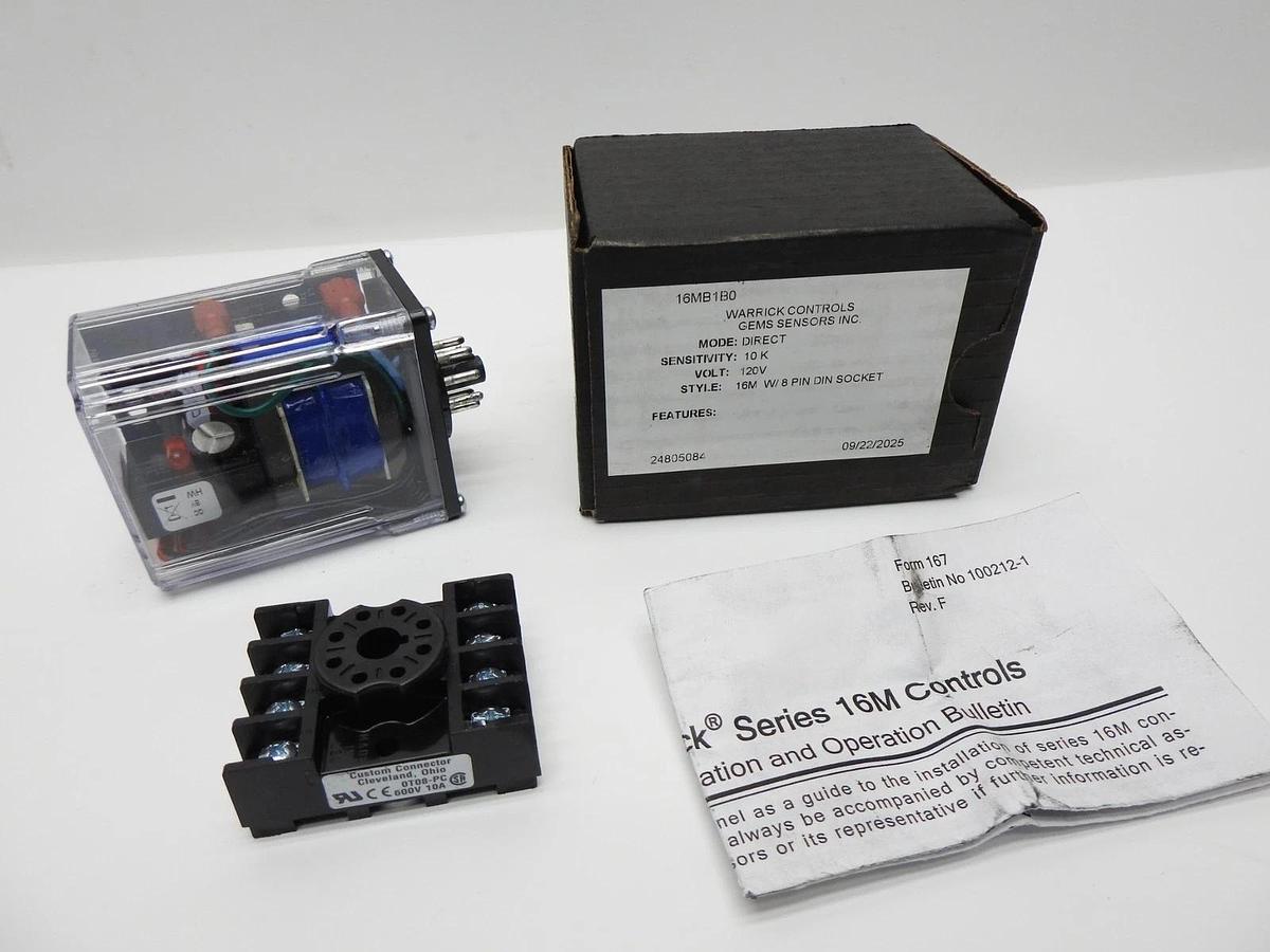 Warrick Controls 16MB1B0 Level Controller, Relay, 16M 8 Pin DIN Socket 120V NEW!