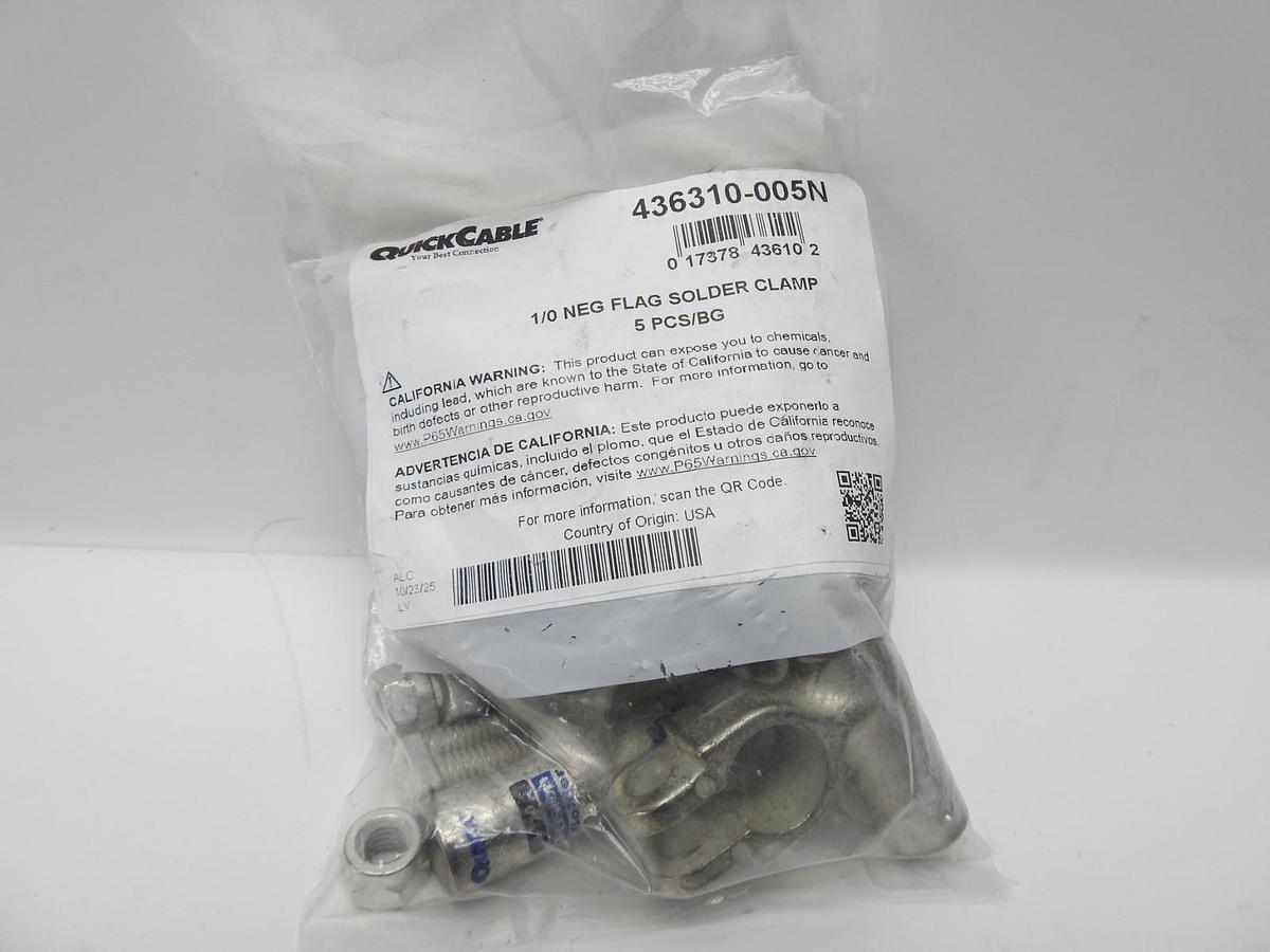 QuickCable 436310-005N 1/0 GA Negative Flag Clamp Fusion Battery Connector (5pk)
