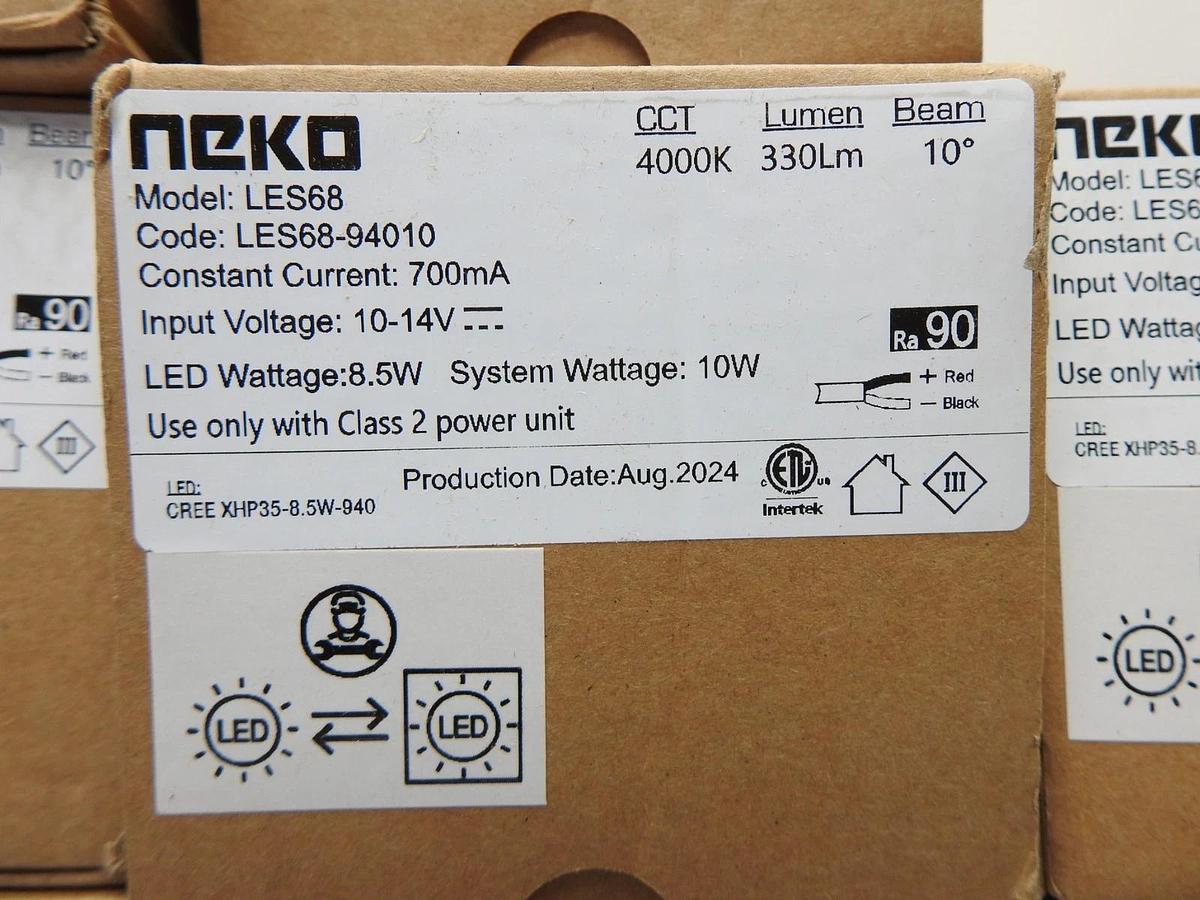(24) Neko Lighting LES68 700mA 4000K + SA68CB Secondary Reflector + Veroza SENSE