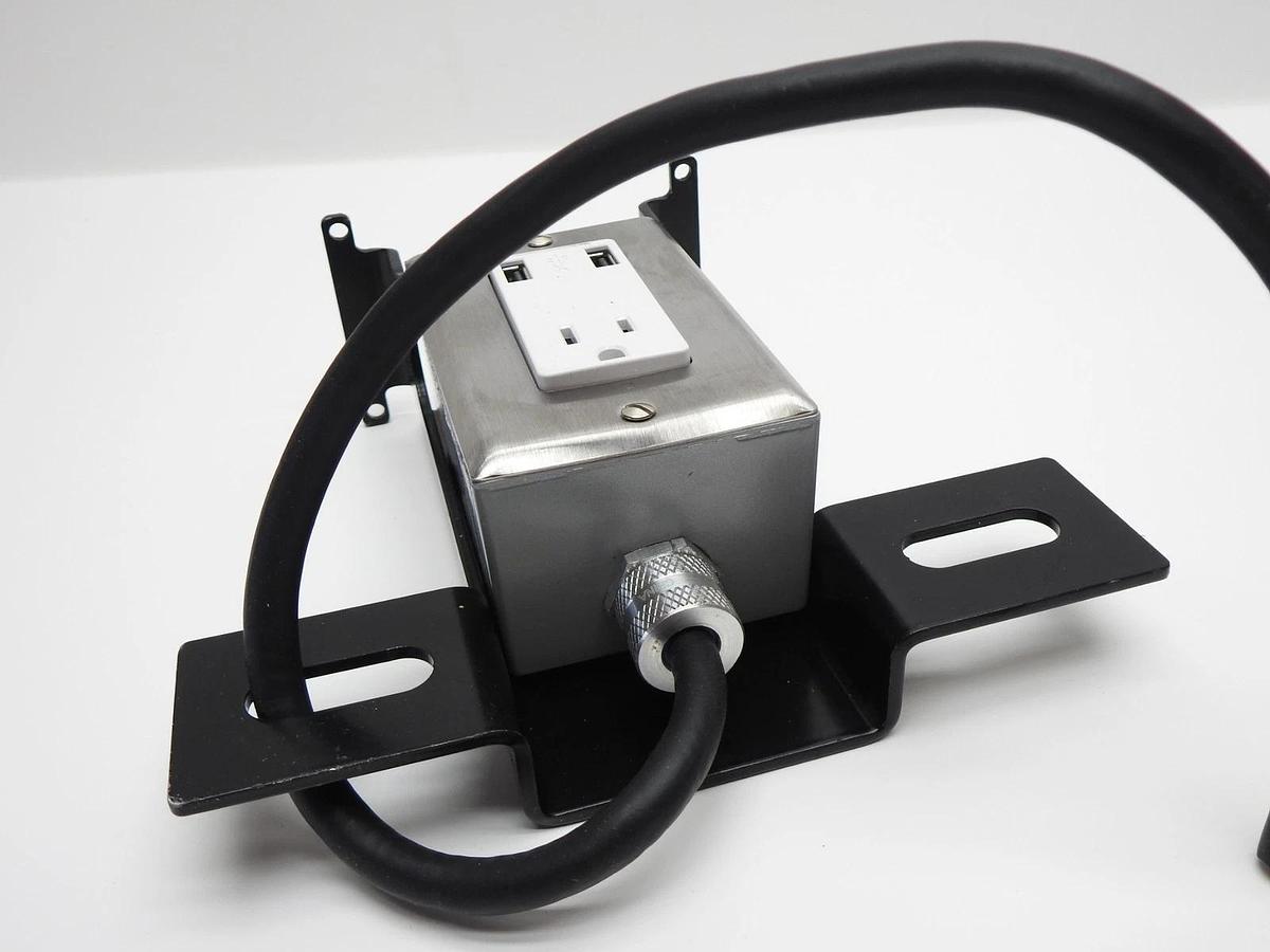 USB Combo Power Outlet 2-Port Steel Metallic 110V w/ Bracket