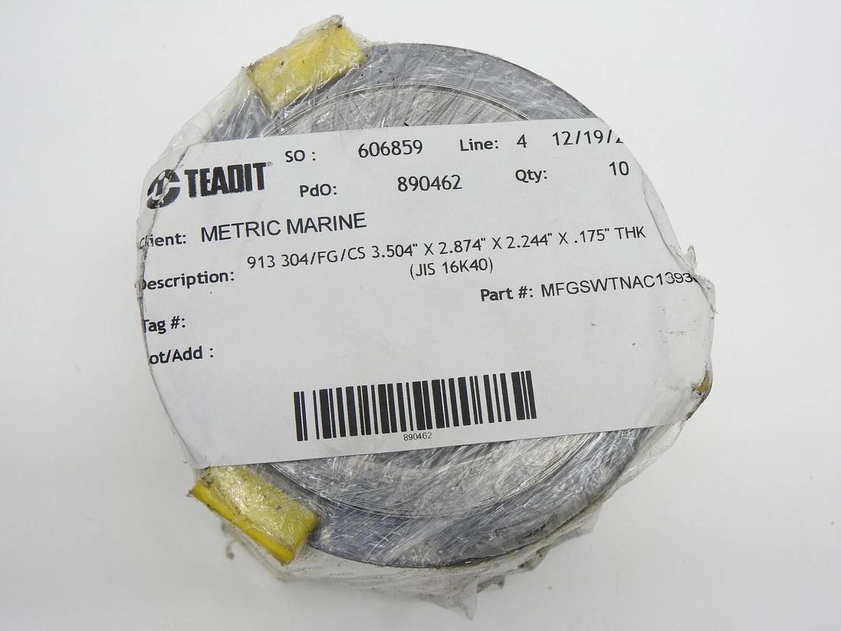 Lot of 15 - TEADIT 913 304/FG/CS 3.504" x 2.874" x 2.244" x .175" THK JIS 16K40