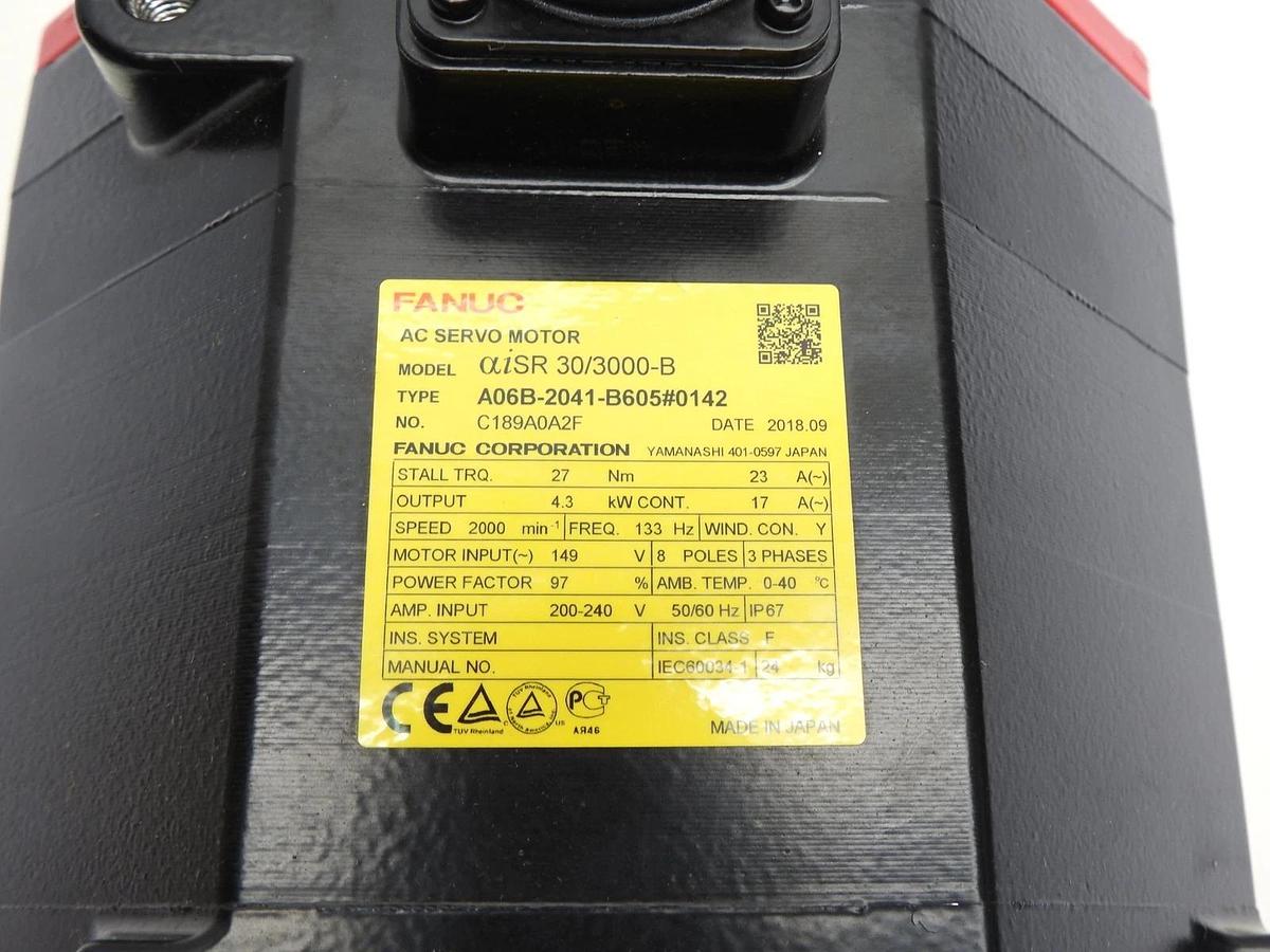 Fanuc A06B-2041-B605#0142 aisR 30/3000-B AC Servo Motor w/ A860-2060-T321 - READ