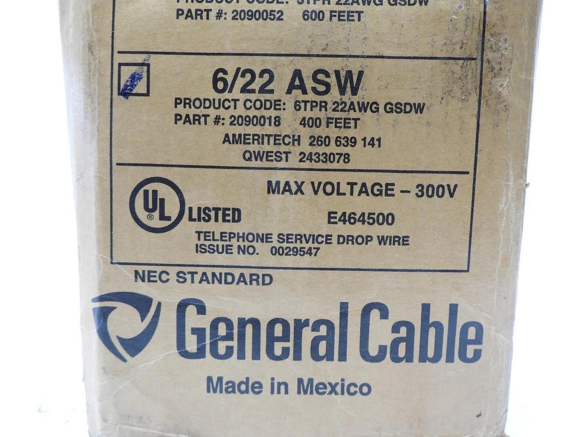 400' General Cable 6/22 ASW 2090018 - Support Telephone Drop Wire 400 Ft