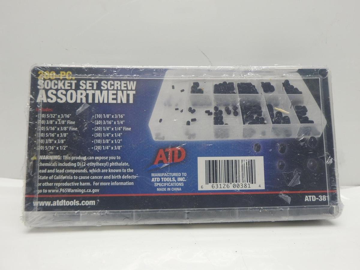ATD Tools 381 200-Piece Socket Set Screw Assortment ATD-381 NEW