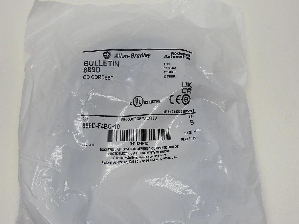 ALLEN BRADLEY 889D-F4BC-10 QD Cordset Ser B DC Micro 10m Straight - OEM NEW
