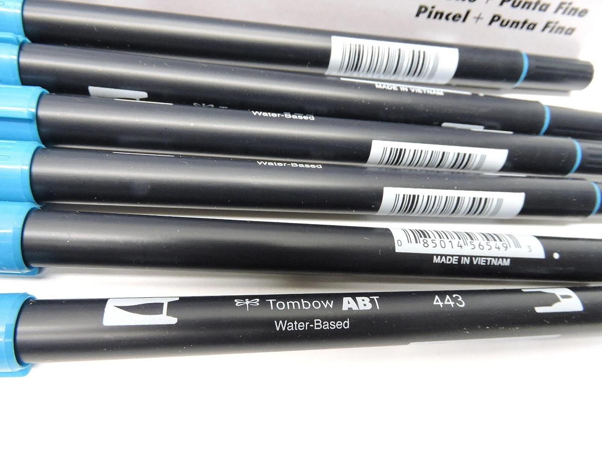 (Lot of 6) - Tombow 56549 Dual Brush Pen Art Marker, ABT 443 Turquoise NEW!