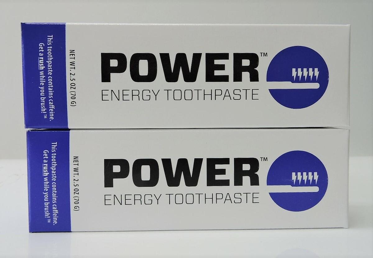 (2 PACK) Power Toothpaste Caffeinated Energy Toothpaste Indiegogo 2.5oz 70g Tube