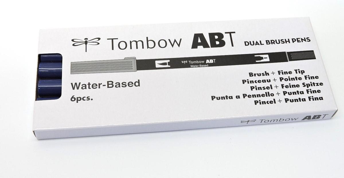 (Lot of 6) - Tombow 56560 Dual Brush Pen Art Marker, ABT 569 Jet Blue - NEW!