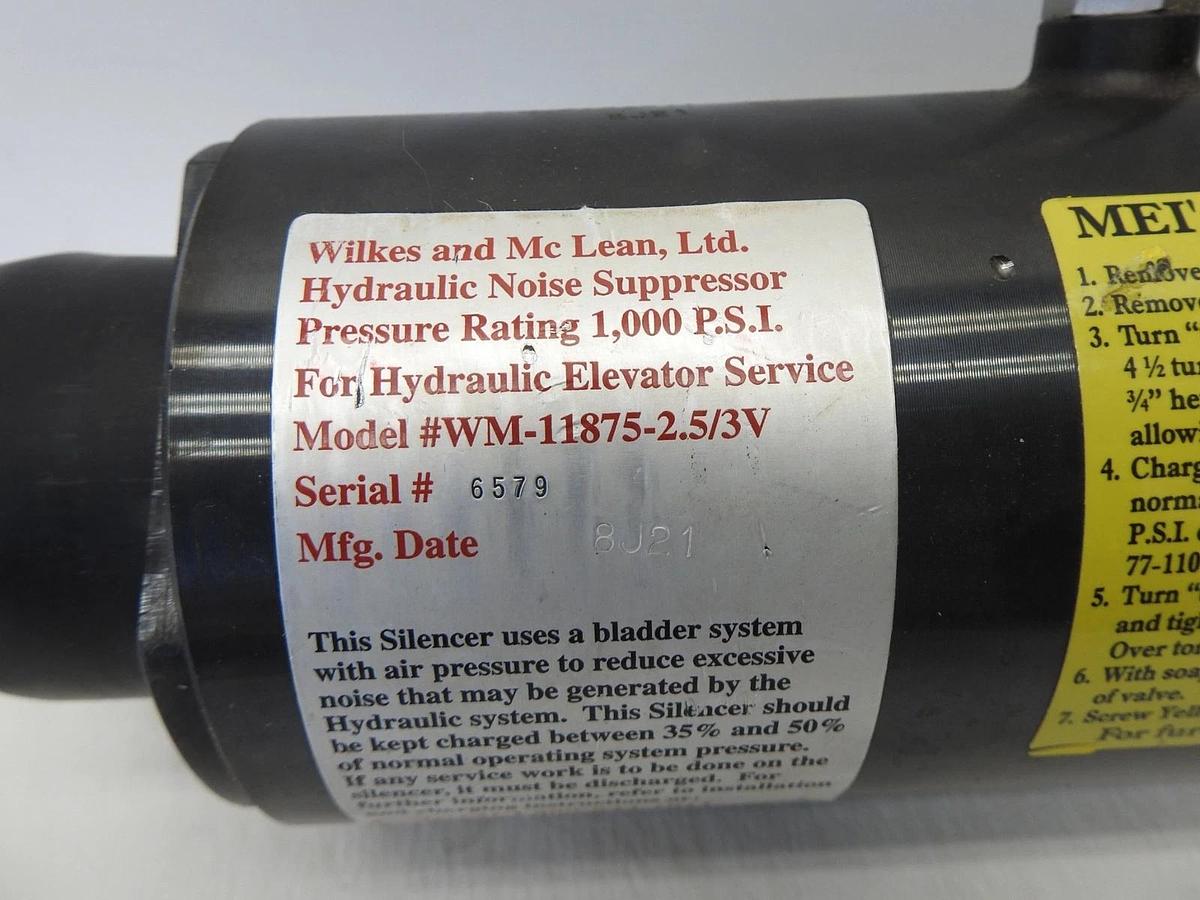 Wilkes & McLean Hydraulic Noise Suppressor WM-11875 2.5 3V