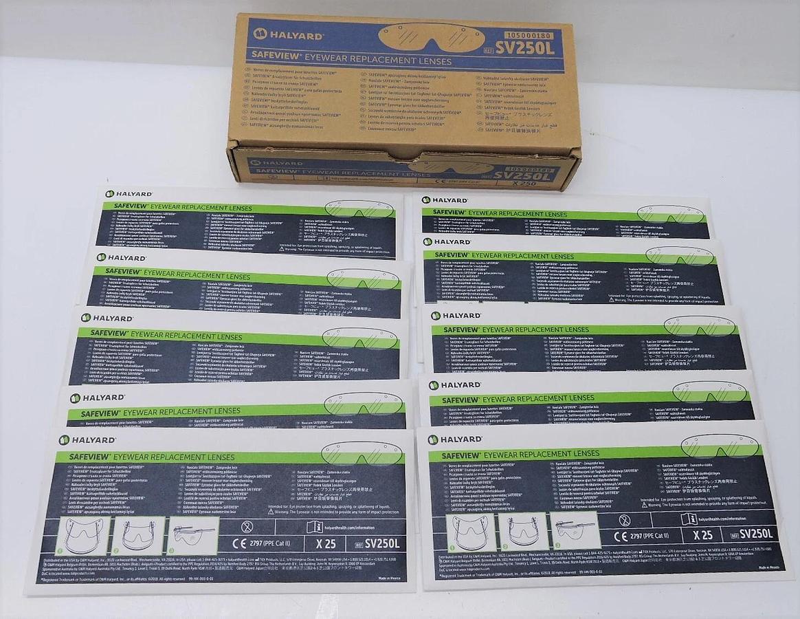 Halyard SV250L Safeview Eyewear Replacement Lenses - (25 Boxes of 10, 250 Total)