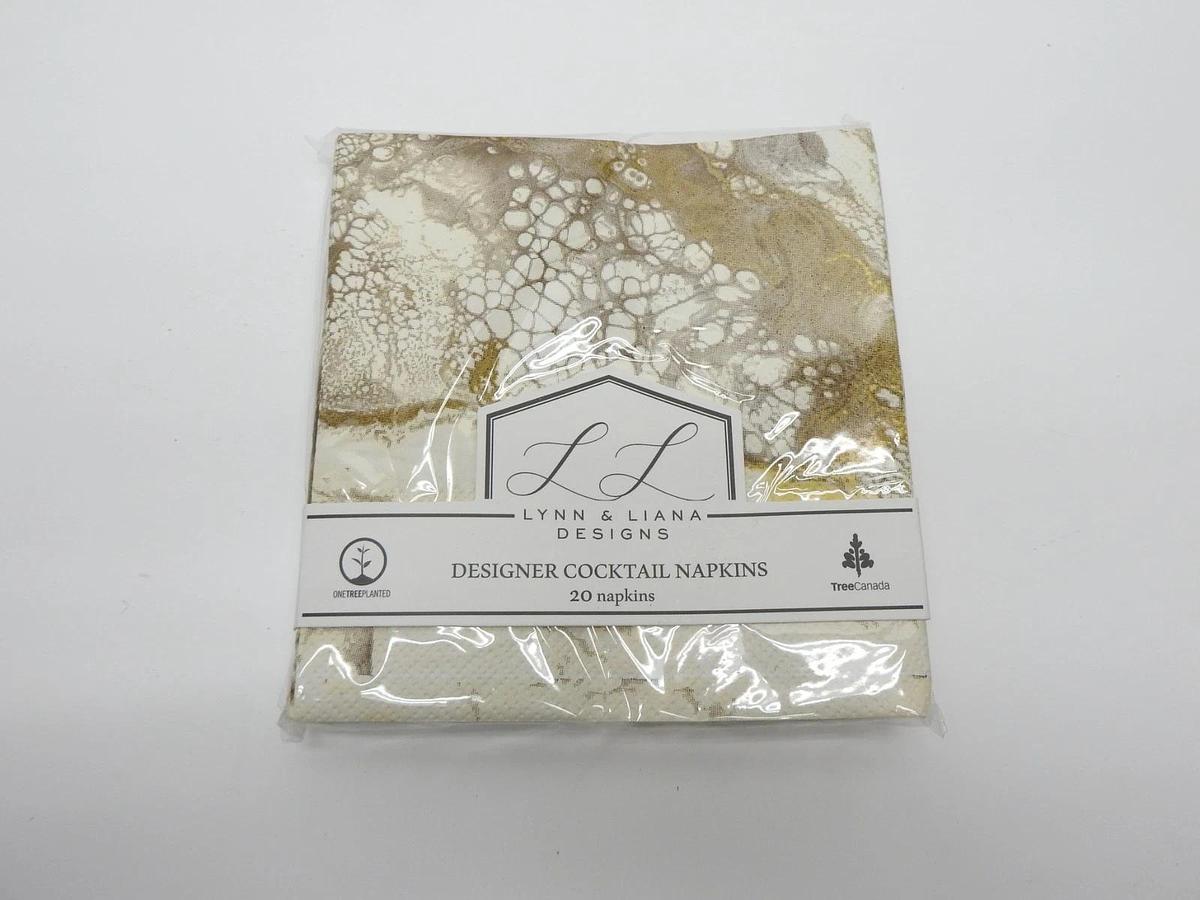 Lynn & Liana Designs Cocktail Napkins (x12 packs of 20 Napkins/Pack) Gold Quartz