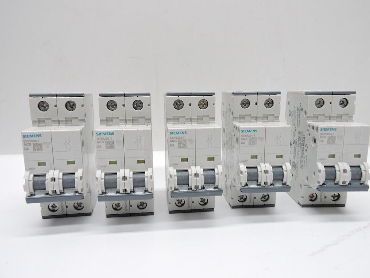 (5) Siemens 5SY6 204-7 Miniature Circuit Breaker 2 Pole- NEW