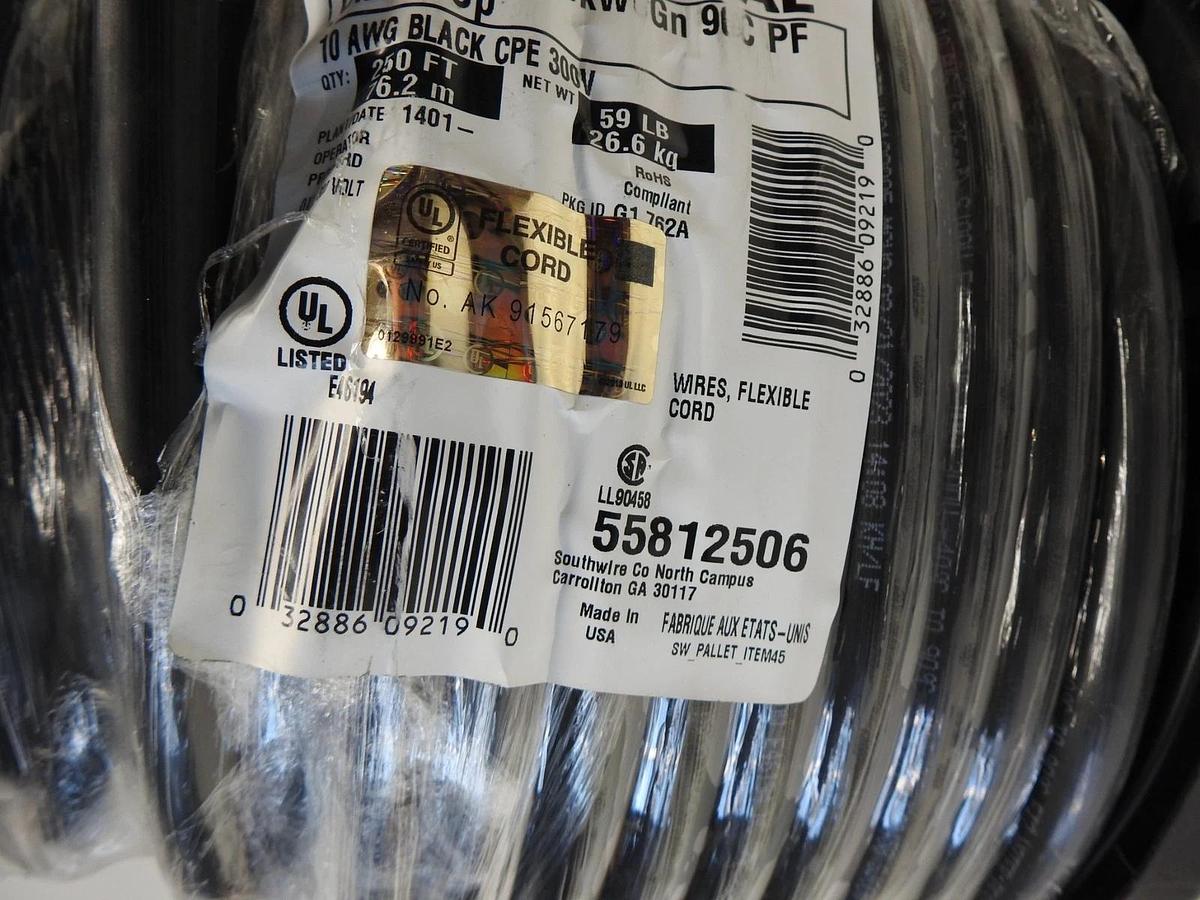 Southwire 55812506 10-104 3/C CU SJOOW BLACK 90(D)C 300V (250') - NEW