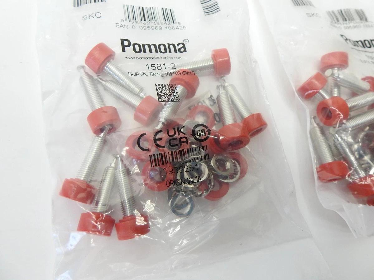 20 Pack - Pomona 1581-2 Red Panel Mount Banana Jacks