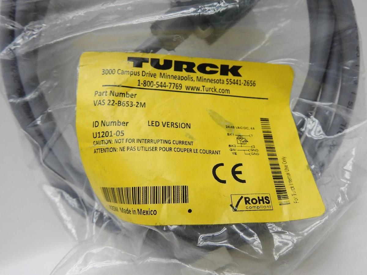 Turck VAS 22-B653-2M Cord Valve plug Type A U1201-05 - NEW