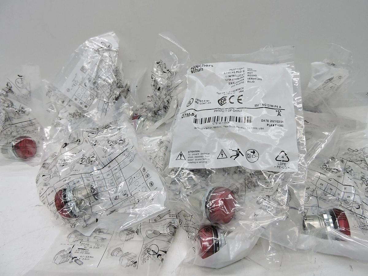 LOT OF 20 - Sprecher Schuh D7M-P4 Red Pilot Light - NEW