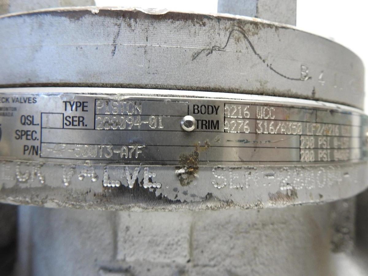 Crown Judd 4" Piston Check Valve 150, A21 WCC, A276 316/A350 Stream Flo API 6D